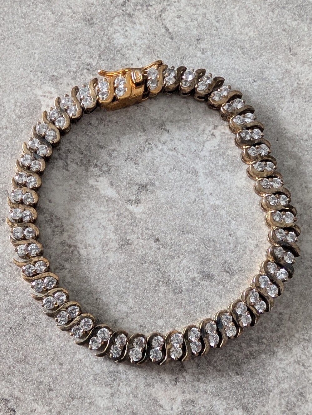 DBJ Dee Berkley Jewelry Company 925 Gold Vermeil  "S" Link Tennis Bracelet